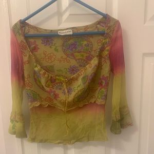 90s vintage silk top/ made in Paris by Sharagano